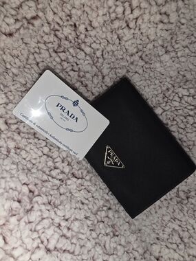 Prada Black Nylon & Leather Compact Wallet - Black